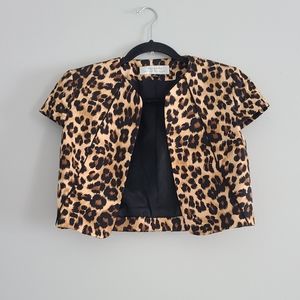 Tahari Leopard Crop Blazer Size 2